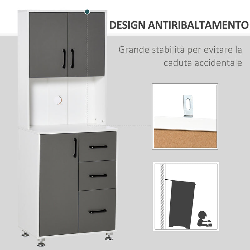 Credenza da Cucina 60x40x150 cm in Legno Truciolare Grigio e Bianca –  acquista su Giordano Shop