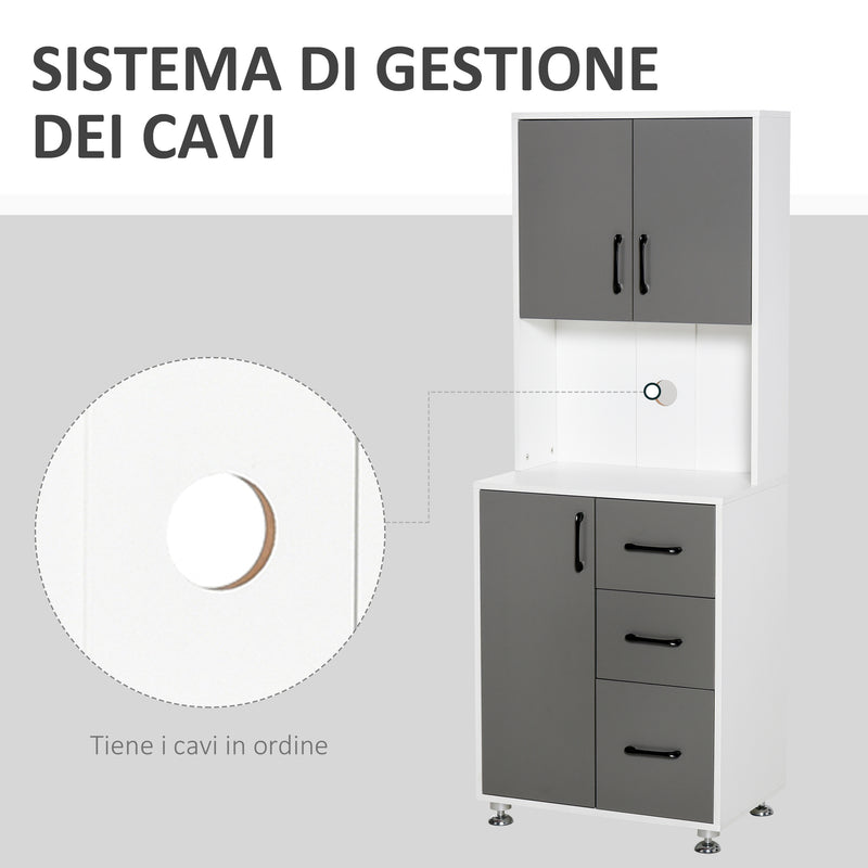 Credenza con 6 Cassetti Grigio da Cucina o Salone Cassettiera