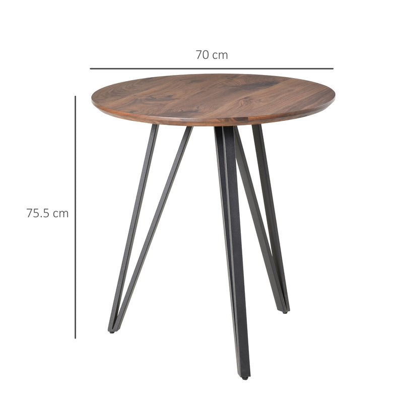 Tavolo Rotondo Ø70 cm in Metallo e Legno MDF Noce-3