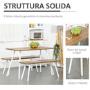 Set Tavolo da Pranzo con 2 Panche in MDF e Metallo Bianco-6