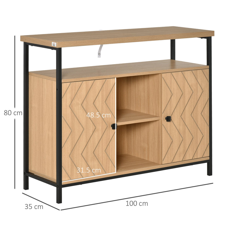 Credenza con Ante e Vani Aperti 100x35x80cm in MDF Rovere-3