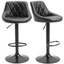 Set 2 Sgabelli da Bar 46,5x48x84,5-106,5 cm in Similpelle Nero-1