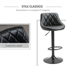 Set 2 Sgabelli da Bar 46,5x48x84,5-106,5 cm in Similpelle Nero-5