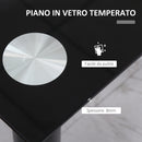 Tavolo Rettangolare 120x60x75 cm in Metallo e Vetro Temperato Nero-5