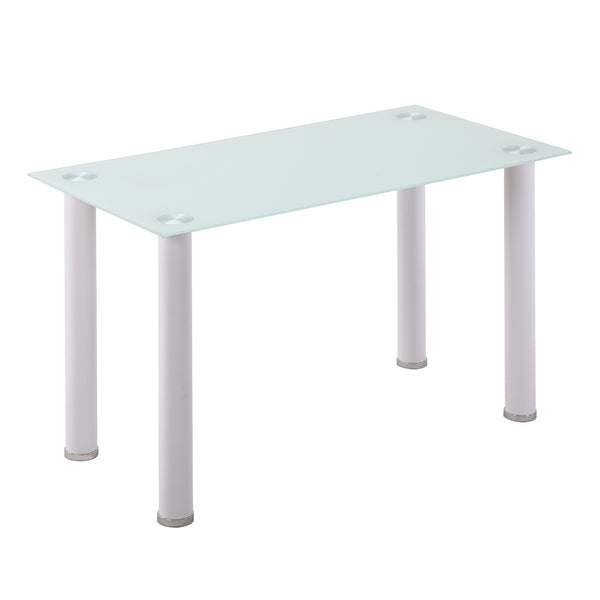 prezzo Tavolo Rettangolare 120x60x75 cm in Metallo e Vetro Temperato Bianco