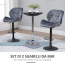 Set 2 Sgabelli da Bar 51,5x57,5x93-114,5 cm in Tessuto Effetto Velluto Grigio-7