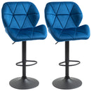 Set 2 Sgabelli da Bar 51,5x57,5x93-114,5 cm in Tessuto Effetto Velluto Blu-1