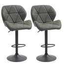 Set 2 Sgabelli da Bar 51,5x57,5x93-114,5 cm in Similpelle Grigio-1