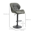 Set 2 Sgabelli da Bar 51,5x57,5x93-114,5 cm in Similpelle Grigio-3