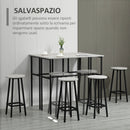 Set 2 Tavoli Alti 100x40x90 cm e 4 Sgabelli Grigio-5