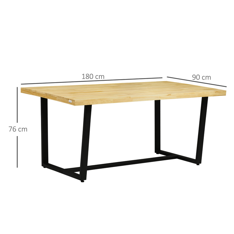 Tavolo da Pranzo 180x90x76 cm in Legno e Acciaio Nero-3