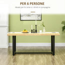 Tavolo da Pranzo 180x90x76 cm in Legno e Acciaio Nero-4