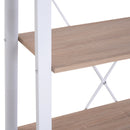 Libreria Scaffale a Scala 4 Ripiani in Legno e Acciaio Bianco e Rovere 80x33x133.5 cm -6