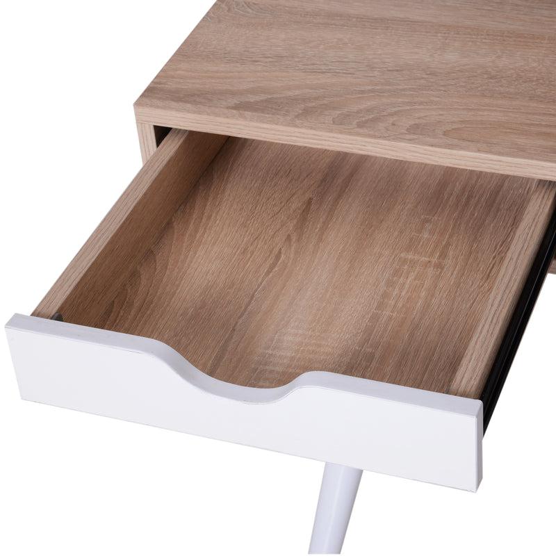 Scrivania da Ufficio con Cassetti e Libreria Legno Bianco e Rovere  120x65.5x138.5 cm