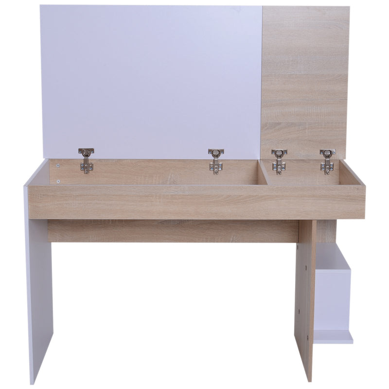 Scrivania da Ufficio Salvaspazio con Piano Sollevabile in Legno Bianco 120x60x74 cm -5