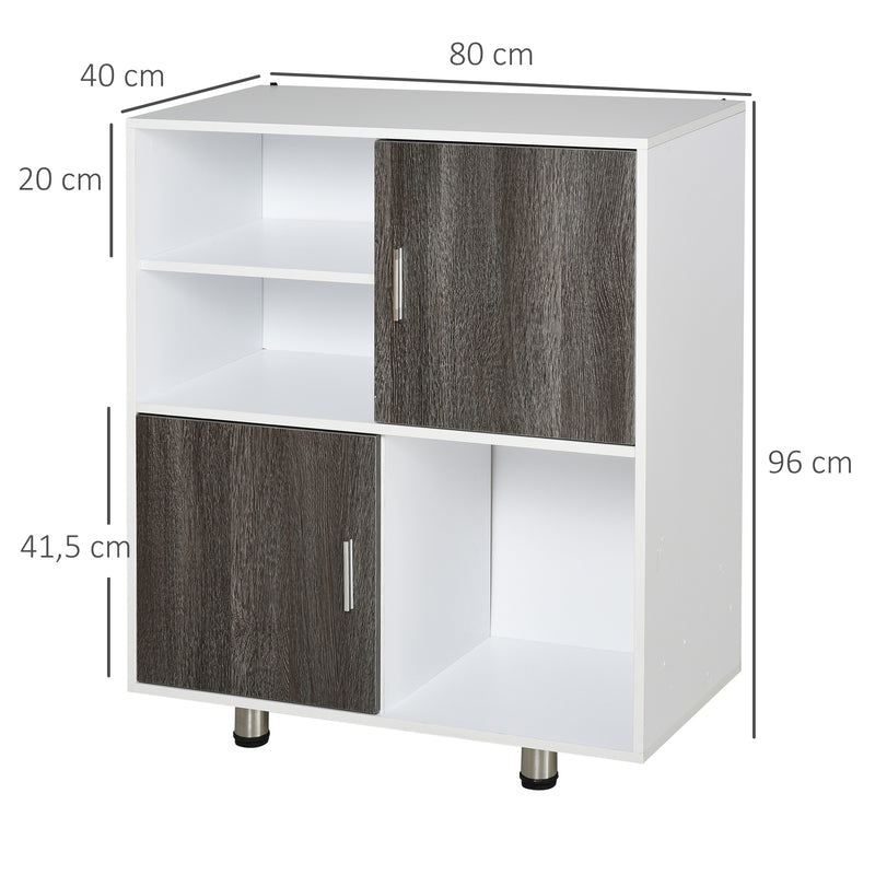 Libreria Mobiletto 5 Ripiani 2 Ante 80x40x96 cm in Truciolare  Bianco-3