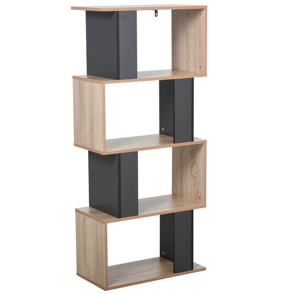 Libreria Moderna 4 Ripiani 60x30x136 cm in Truciolato  Rovere e Grigio sconto