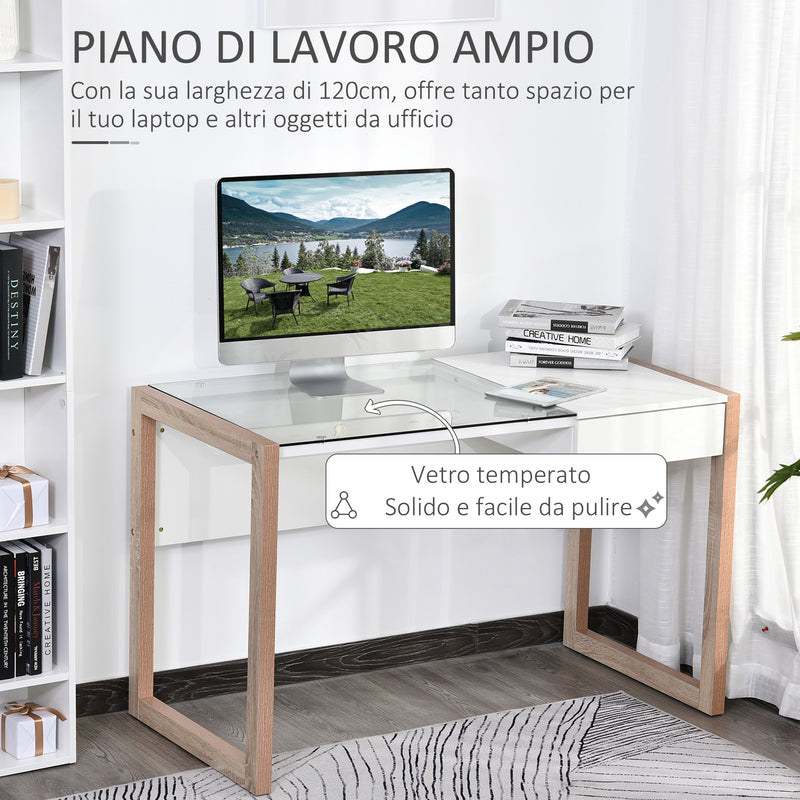 HOMCOM Scrivania ad Angolo per PC con Cassettiera, per Ufficio e