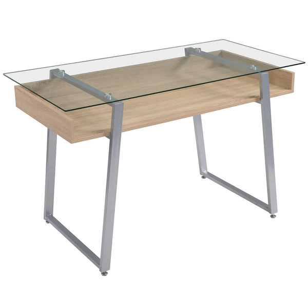 Scrivania da Ufficio Porta PC 120x60x74,5 cm in Acciaio Legno e Piano in Vetro online