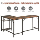 Scrivania da Ufficio ad Angolo Porta PC 150x120x75 cm in Legno e Metallo  Nera e Marrone-5