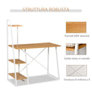 Scrivania da Ufficio 104x50x128 cm in MDF e Metallo Colore Legno-6