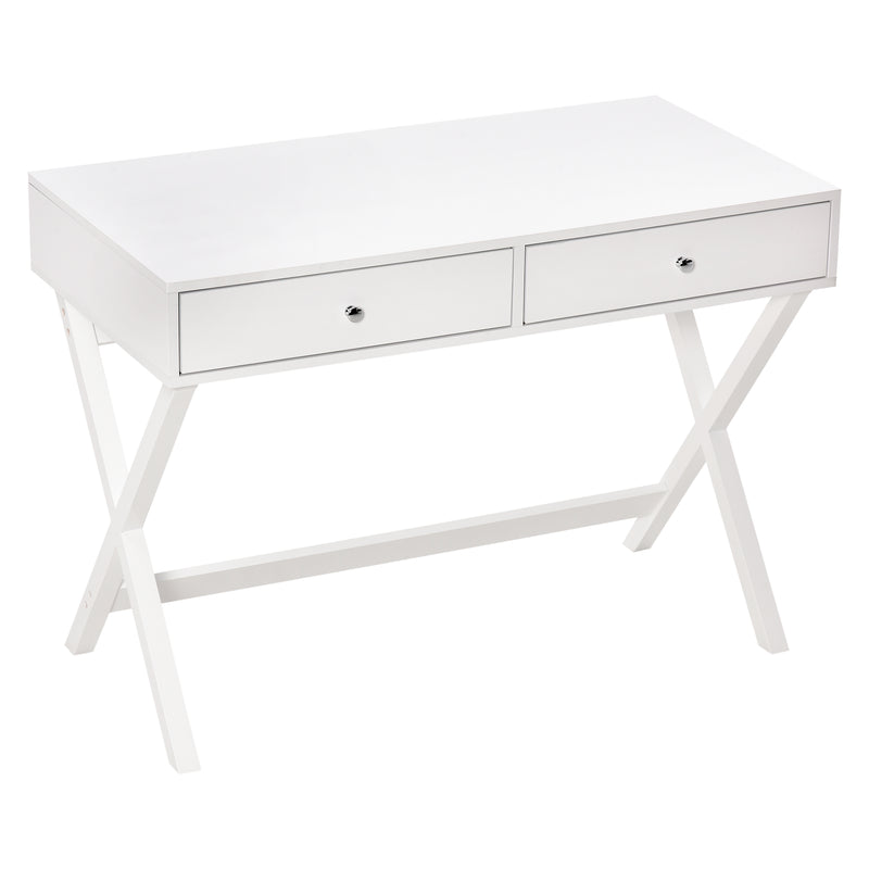 Scrivania con 2 Cassetti 106x55x75 cm in MDF Bianco-1