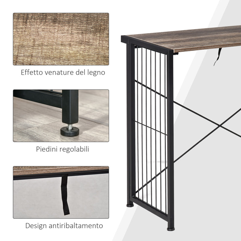 Scrivania Pieghevole 90x45x74 cm in Legno e Metallo Marrone