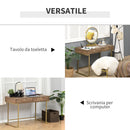 Consolle Ingresso 2 Cassetti 110x55x76 cm in Metallo e MDF Marrone e Oro-5