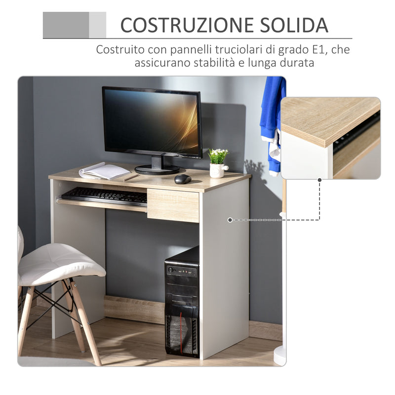 Scrivania da Ufficio 80x45x75 cm in Truciolare Bianco Rovere-5