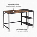 Scrivania da Ufficio 120x60x76 cm 2 Ripiani in Metallo e Truciolare Marrone e Nero-6