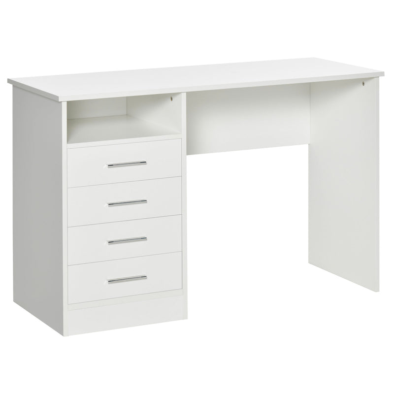 Scrivania Porta PC 4 Cassetti 120x50x76 cm in Legno Bianco