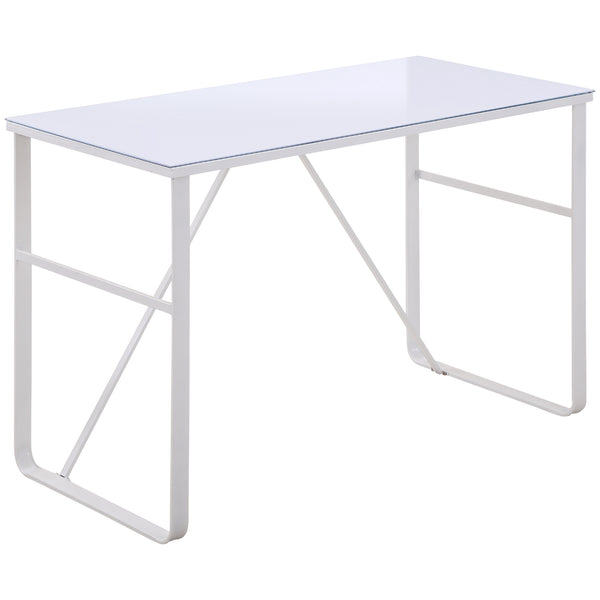 Scrivania Porta PC 120x60x74,5 cm in Metallo e Vetro Temperato Bianco online