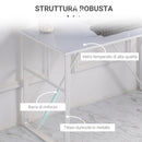 Scrivania Porta PC 120x60x74,5 cm in Metallo e Vetro Temperato Bianco-5