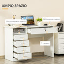 Scrivania da Ufficio 110x50x76 cm 5 Cassetti in Legno Bianco-4