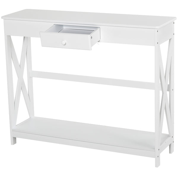 sconto Consolle Ingresso 1 Cassetto 100x30x91 cm in Legno Bianco