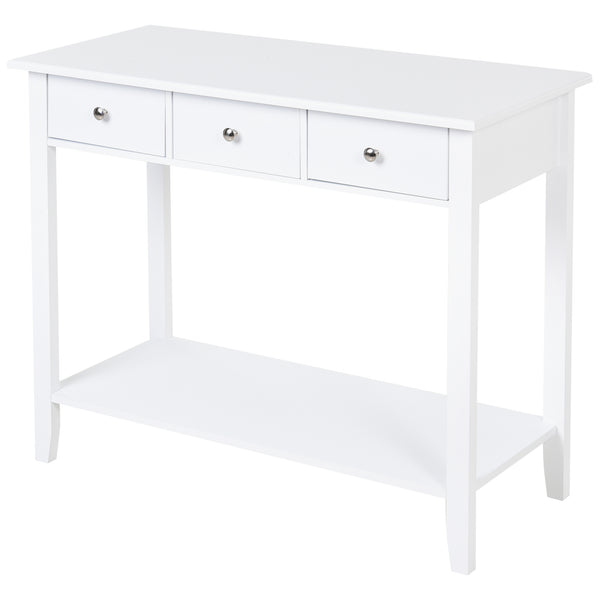 acquista Tavolo Consolle per Ingresso 3 Cassetti 1 Ripiano 90x40x75 cm  Bianco