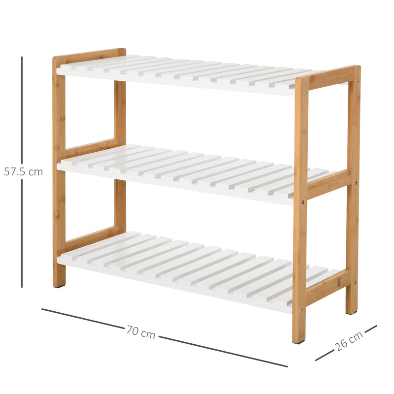 Scarpiera 3 Ripiani in MDF e Legno di Mabù 70x26x57,5 cm  Bianca-3