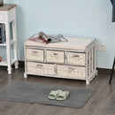 Cassettiera in Legno 80x37x45 cm con 5 Cassetti in Vimini  Beige-2