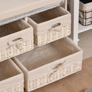 Cassettiera in Legno 80x37x45 cm con 5 Cassetti in Vimini  Beige-5