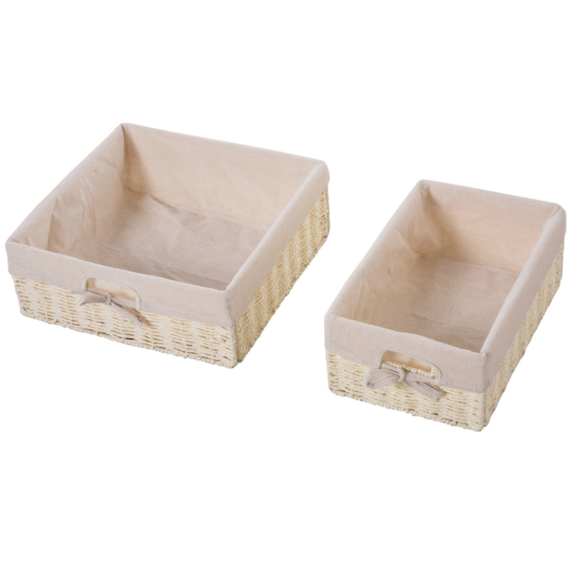 Cassettiera in Legno 80x37x45 cm con 5 Cassetti in Vimini  Beige-8