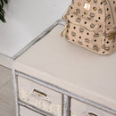 Cassettiera in Legno 80x37x45 cm con 5 Cassetti in Vimini  Beige-9