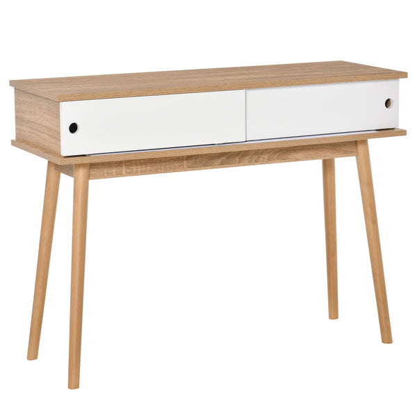 Consolle Ingresso 2 Scomparti 100x35x75 cm in MDF e Metallo Legno e Bianco online