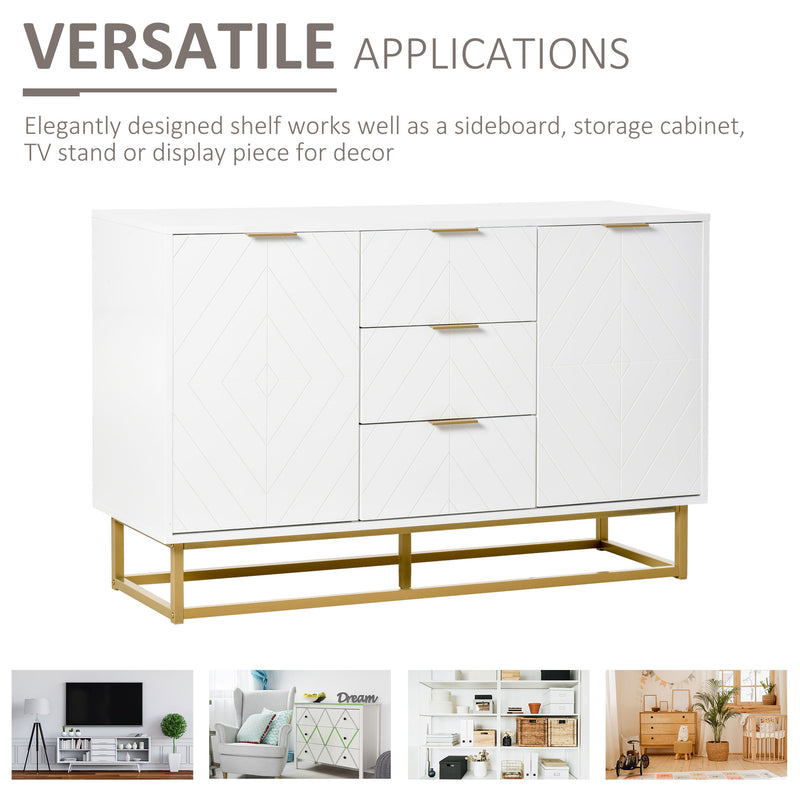 Mobile Credenza 3 Cassetti 2 Ante 120x40x76 cm in MDF e Metallo Bianco –  acquista su Giordano Shop