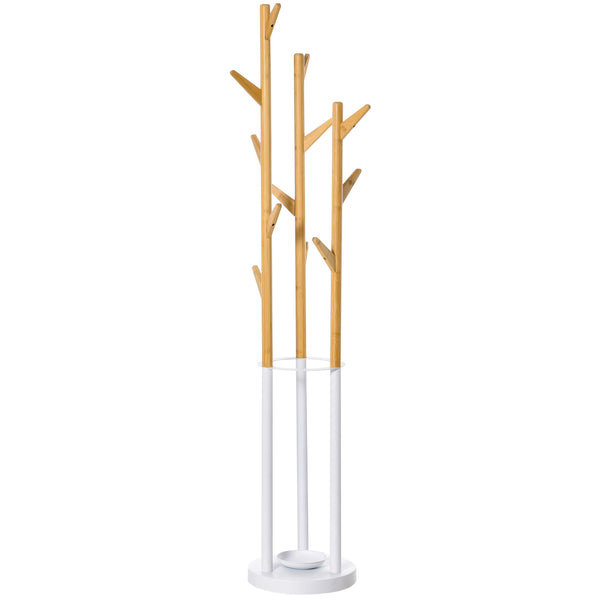 online Appendiabiti da Terra 30,5x30,5x174,5 cm in Metallo e Bambù Legno e Bianco