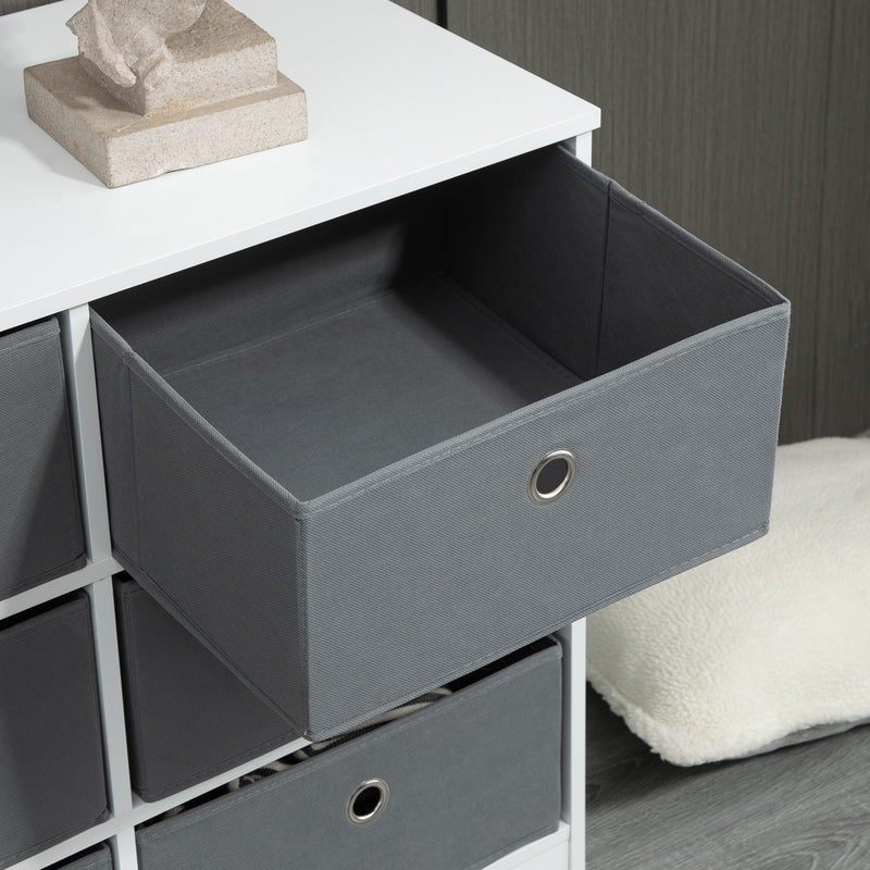 Cassettiera 72x35x62 cm 6 Cassetti in Tessuto Non Tessuto e MDF Bianco e Grigio-7