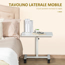 Tavolino Porta PC 60x40x52,5-84 cm con Ruote in Truciolato e Metallo Bianco-4