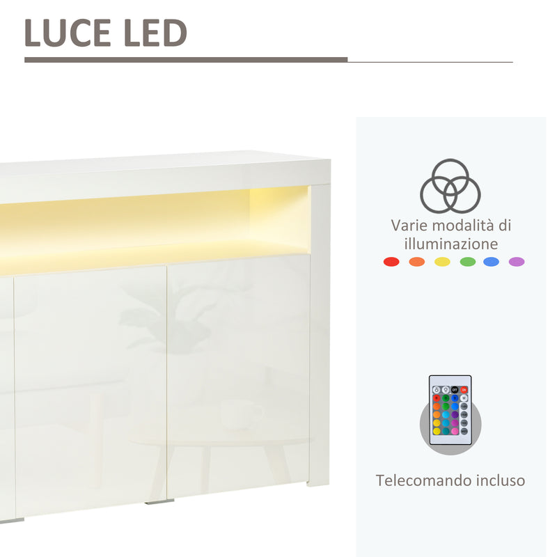Credenza Moderna 3 Ante con Luci LED 155x40x92 cm in Legno Bianco – acquista  su Giordano Shop