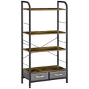 Libreria 4 Scaffali 2 Cassetti 64x27,5x121 cm in Acciaio e Truciolato-1