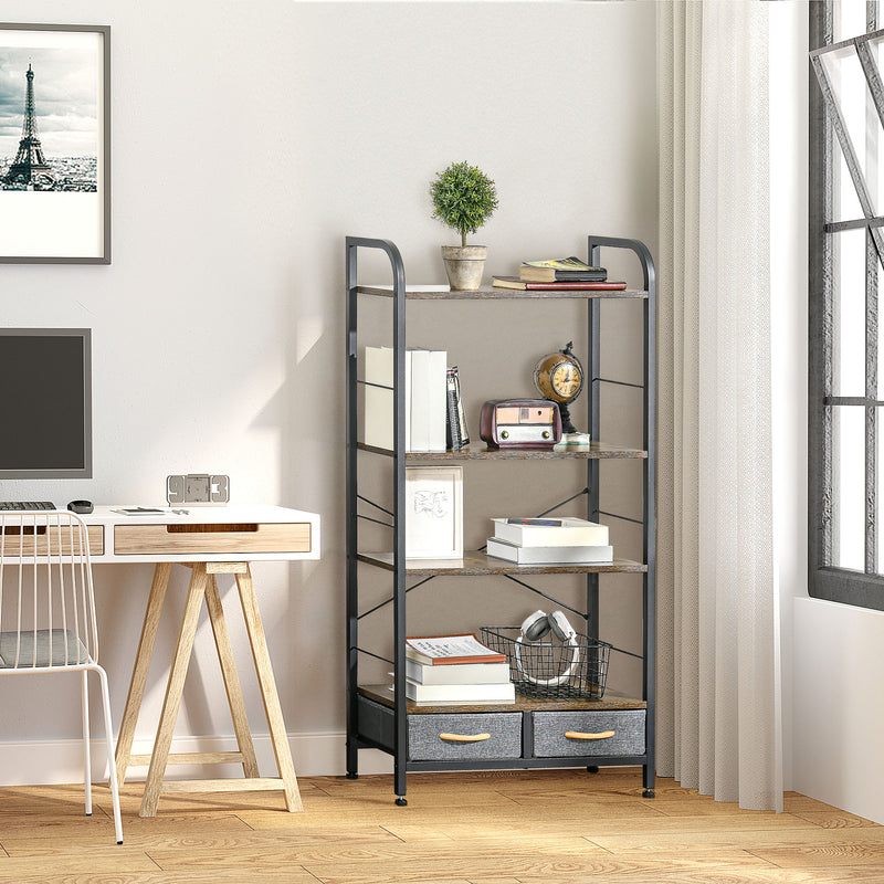 Libreria 4 Scaffali 2 Cassetti 64x27,5x121 cm in Acciaio e Truciolato –  acquista su Giordano Shop