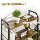 Libreria 4 Scaffali 2 Cassetti 64x27,5x121 cm in Acciaio e Truciolato-4